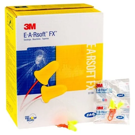 3M™ E-A-Rsoft™ FX™ Corded Ear Plugs (200 Pairs | SLC80 26dB, Class 5)