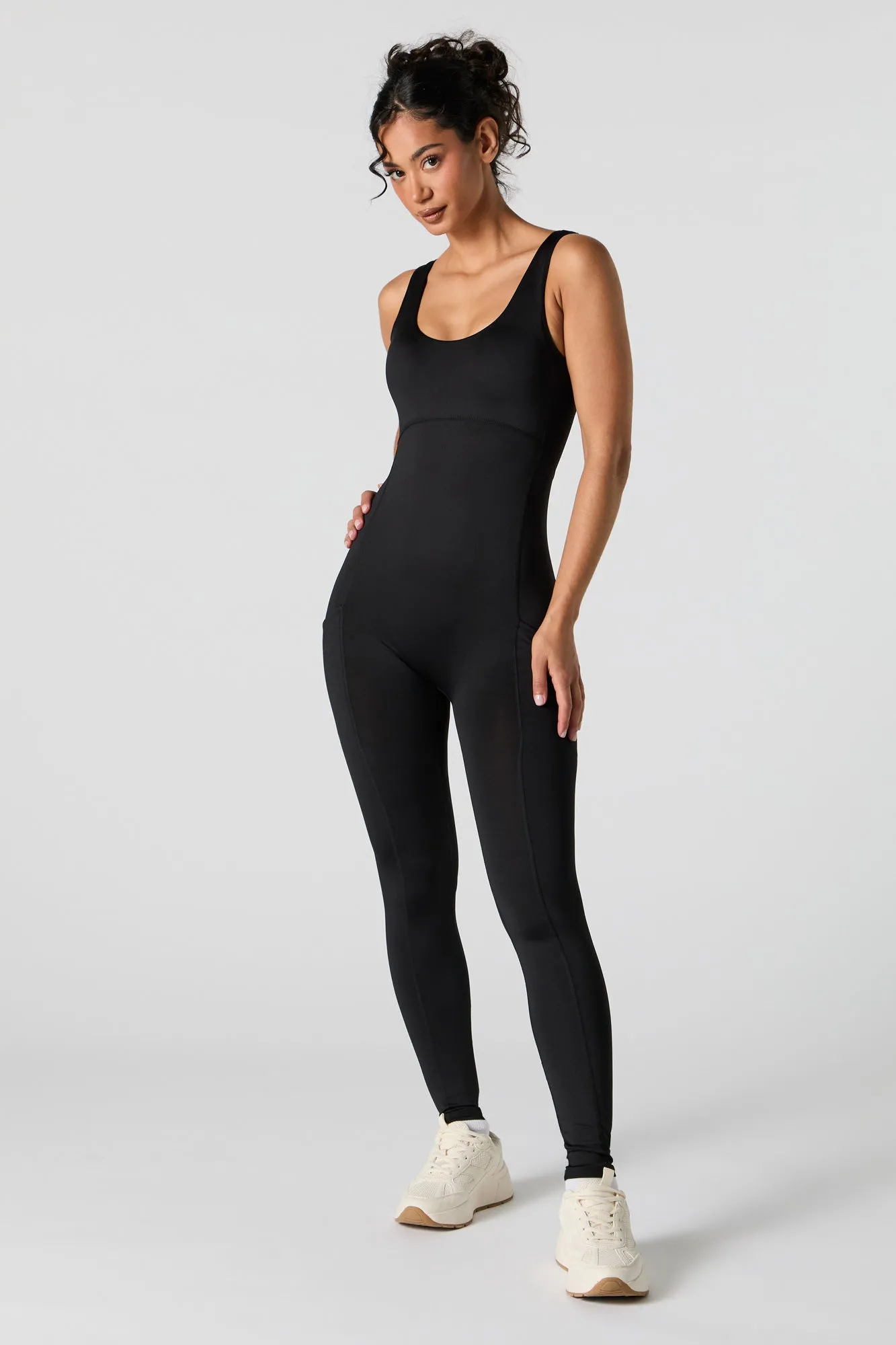 Active Scoop Neck Jumpsuit with Pockets