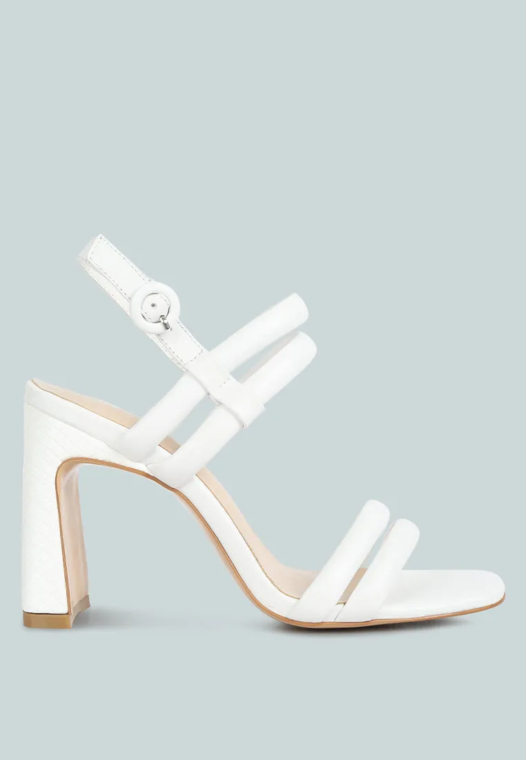 Avianna White Slim Block Heel Sandal