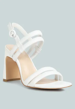 Avianna White Slim Block Heel Sandal