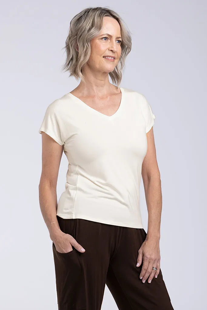 Belle V Neck Tee - Ivory