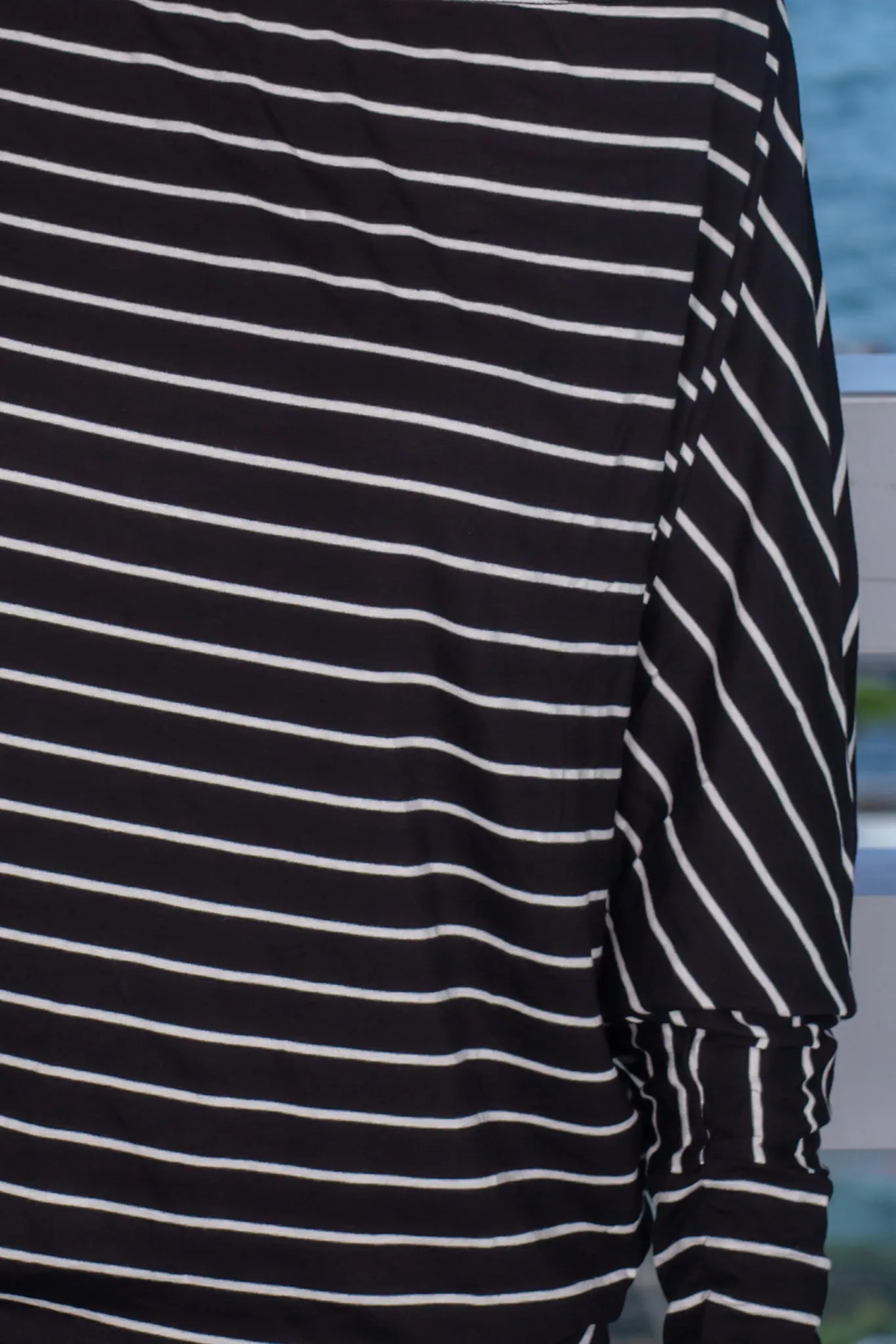 Black and Off White Striped Long Sleeve Top