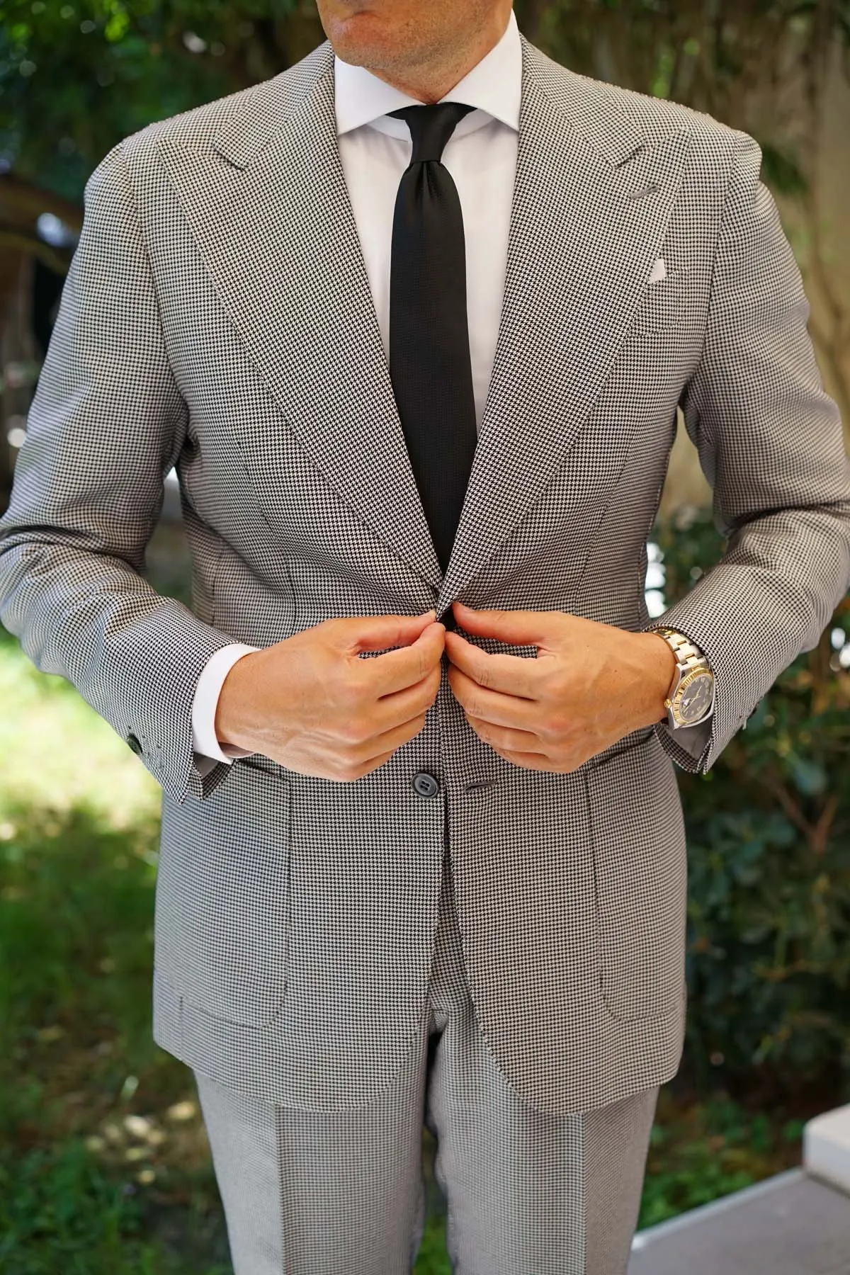 Black Basket Weave Skinny Tie