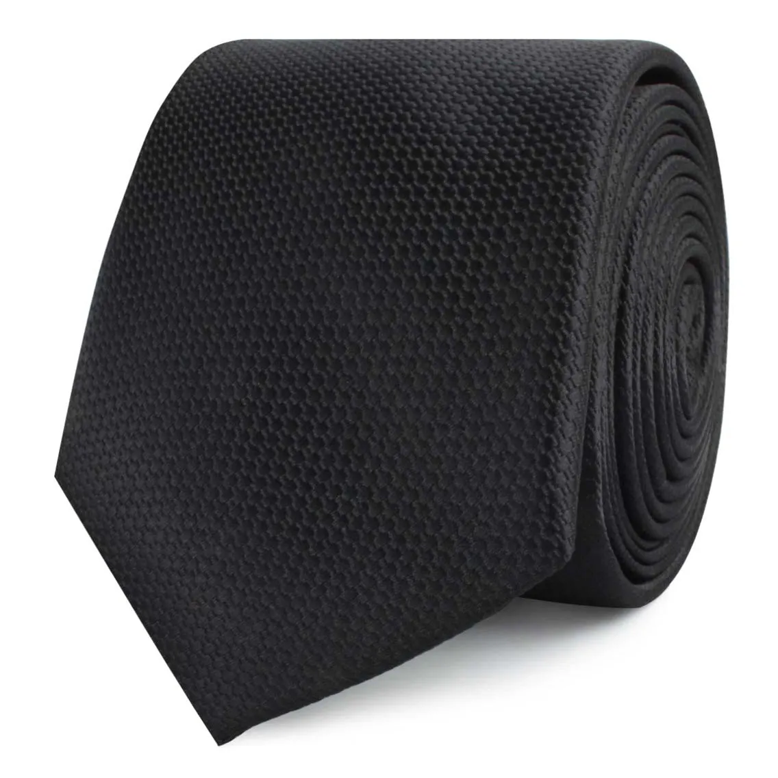 Black Basket Weave Skinny Tie