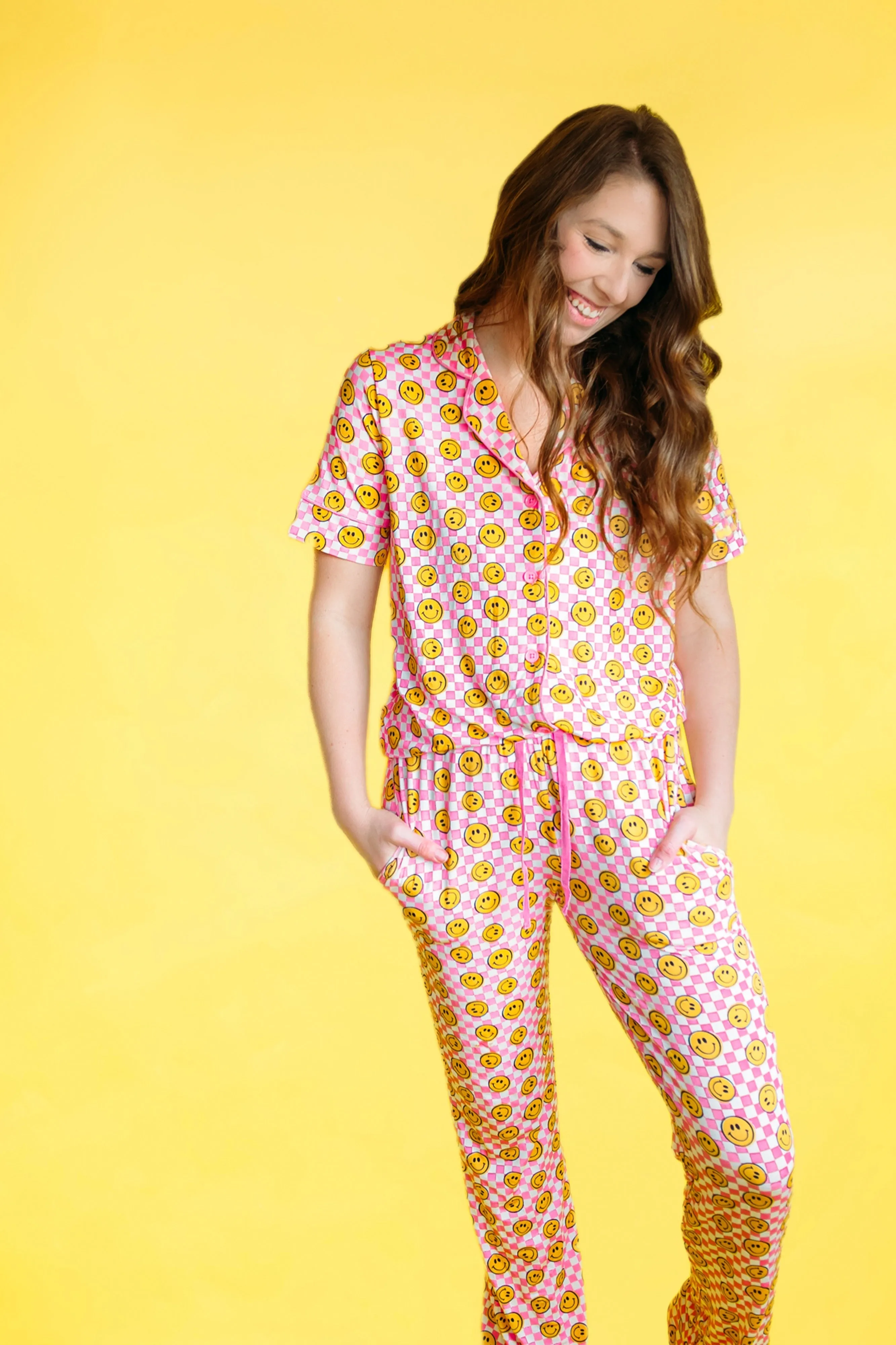 Blushin' Checkers Women’s Relaxed Flare Dream Set