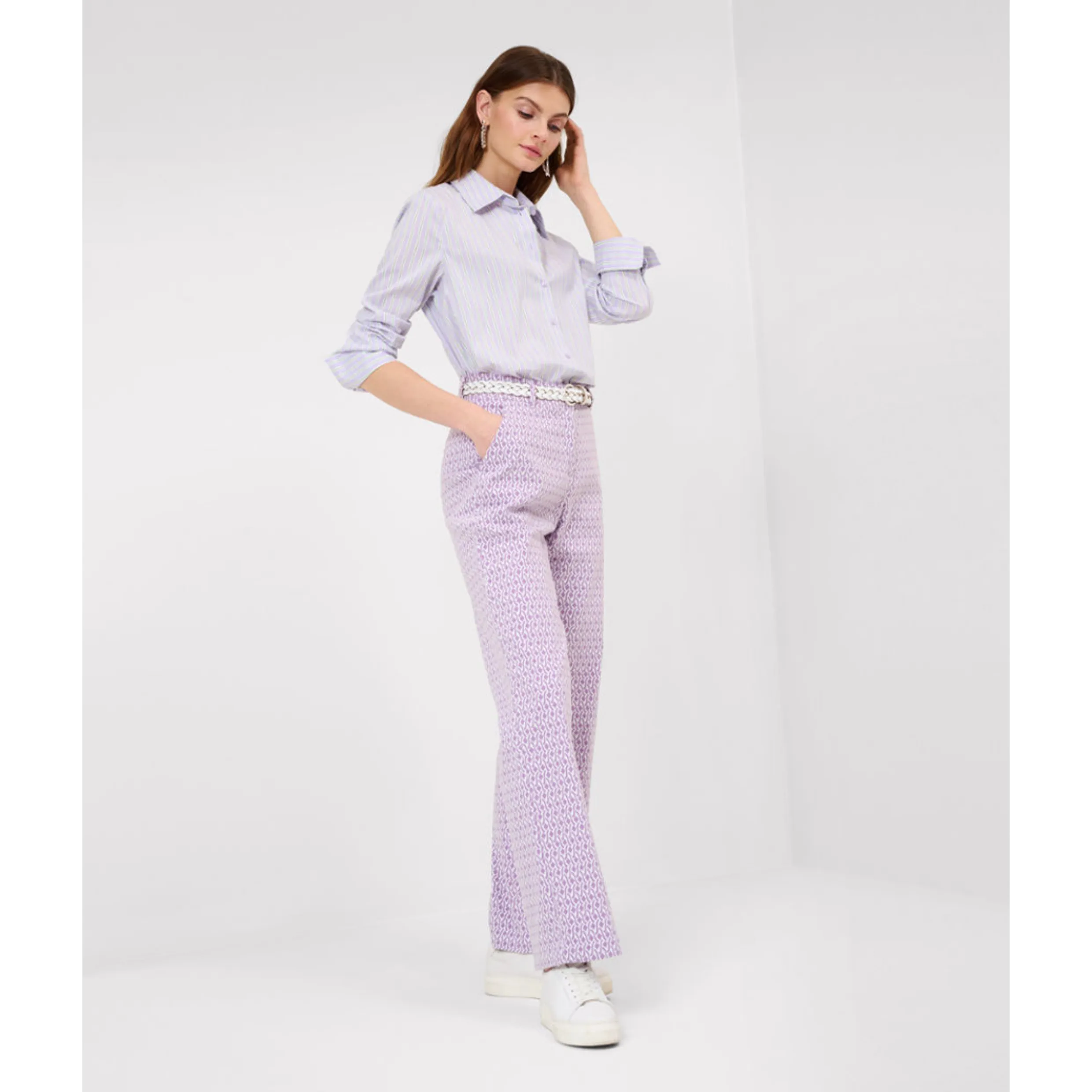 Brax Vicki Cotton Stretch Shirt In Soft Purple 44-5828