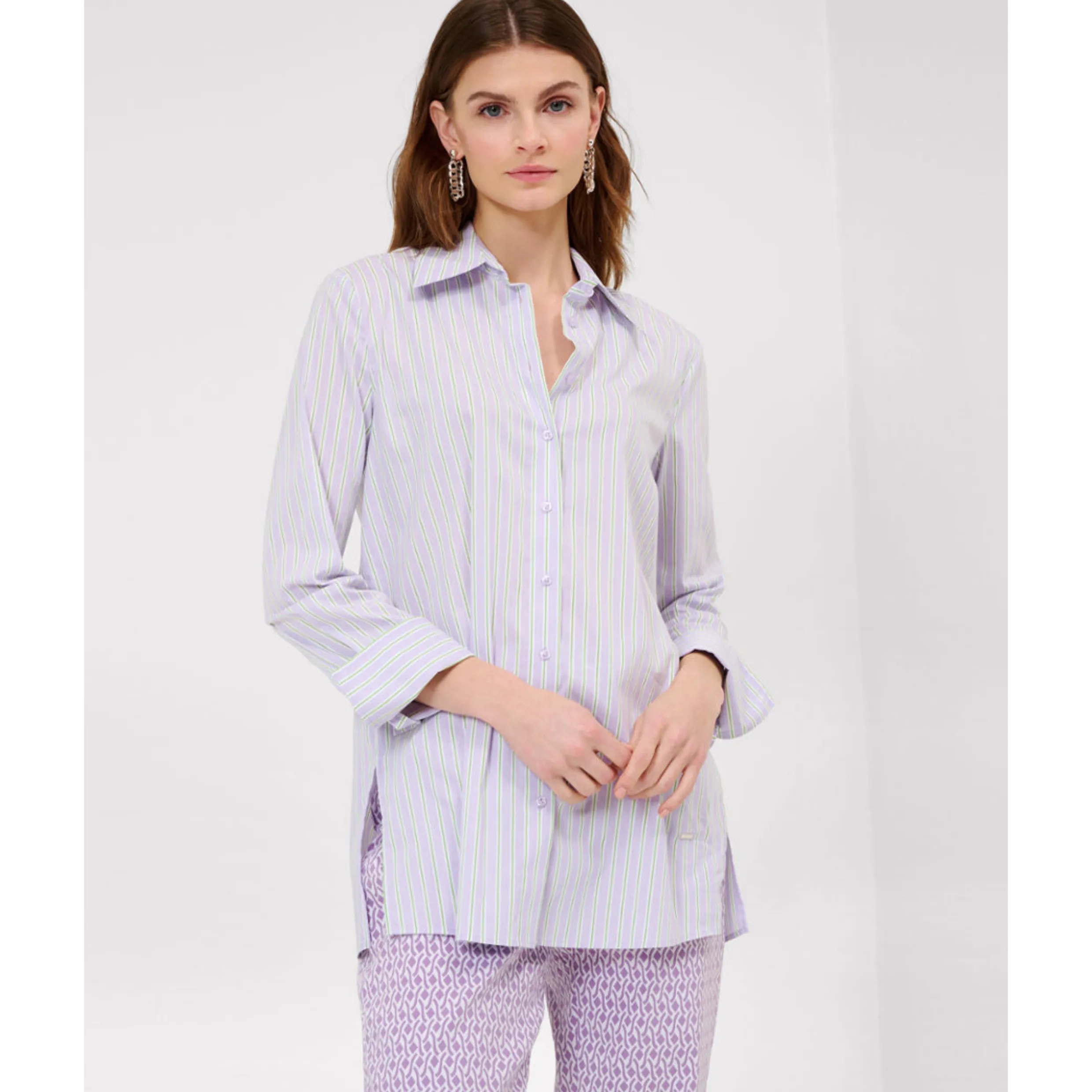 Brax Vicki Cotton Stretch Shirt In Soft Purple 44-5828