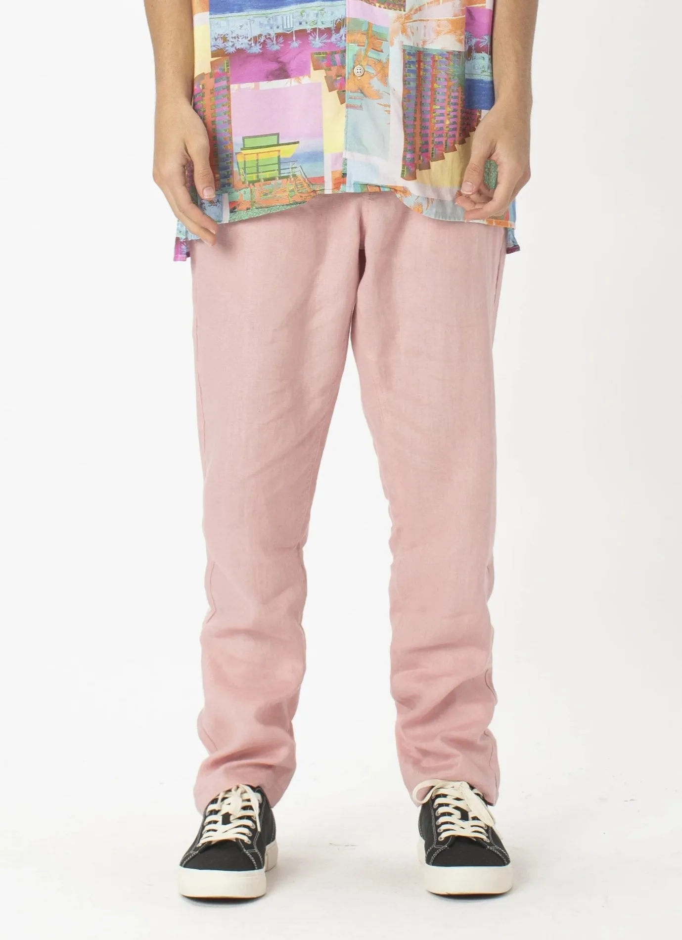 B.Relaxed Pant Pink Linen