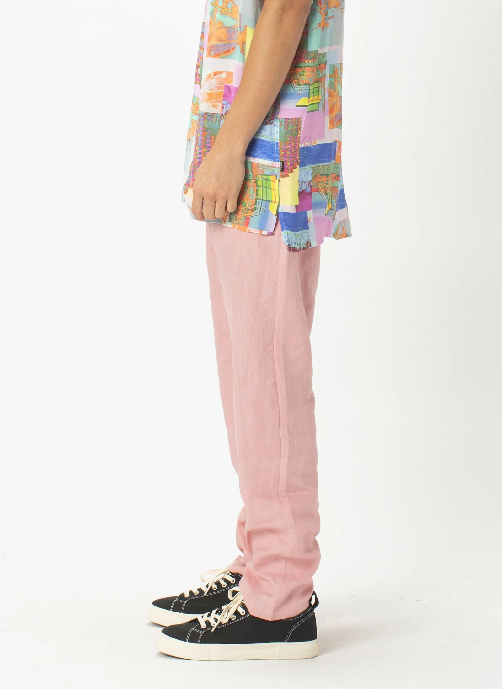 B.Relaxed Pant Pink Linen