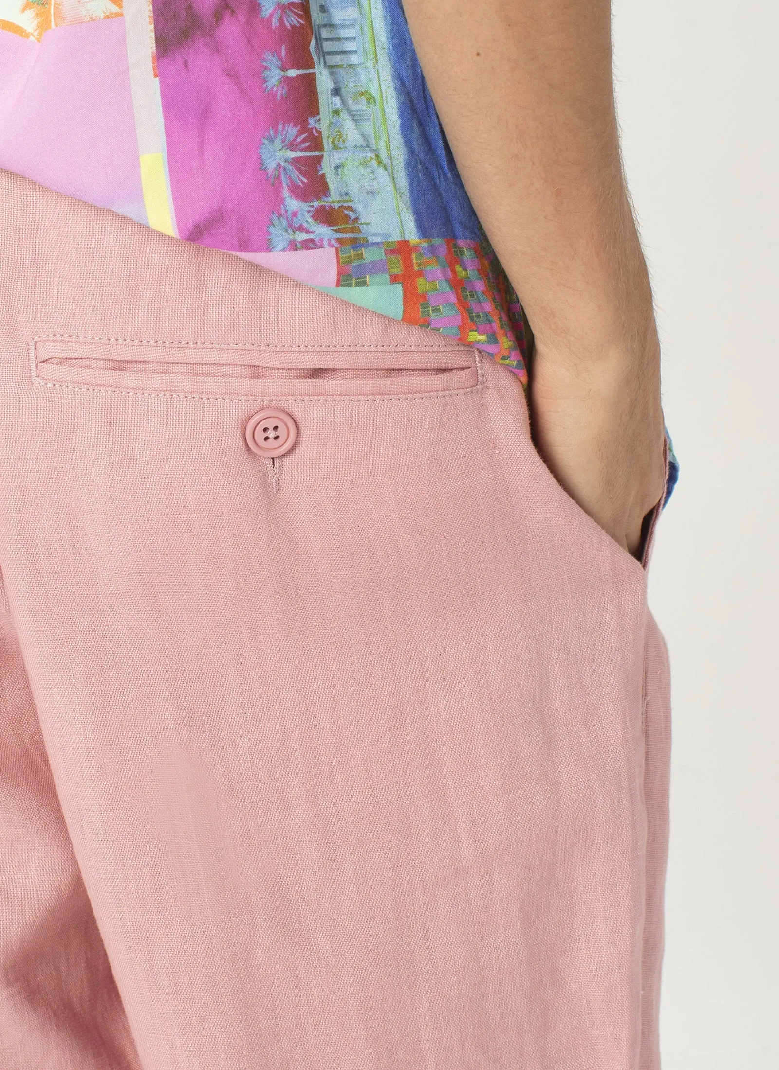 B.Relaxed Pant Pink Linen