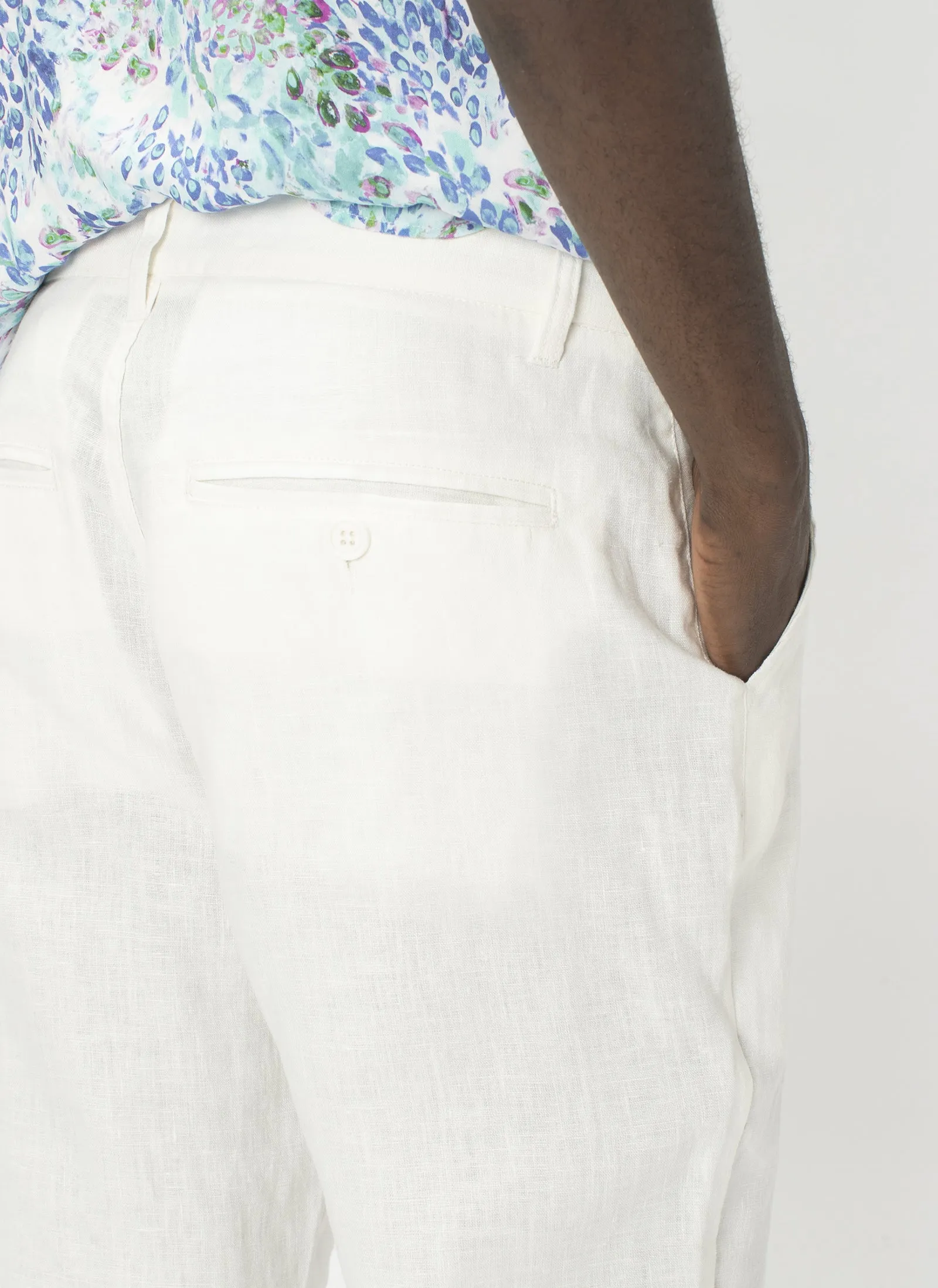 B.Relaxed Pant White Linen