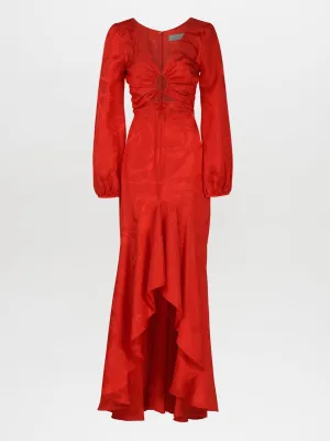 Charlize Dress Crimson Jacquard