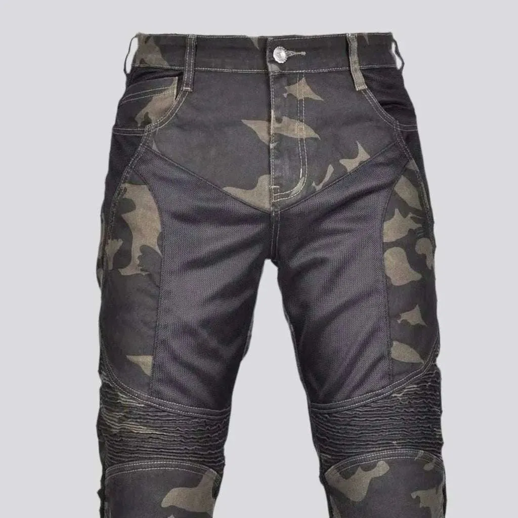 Color protective men's moto jeans