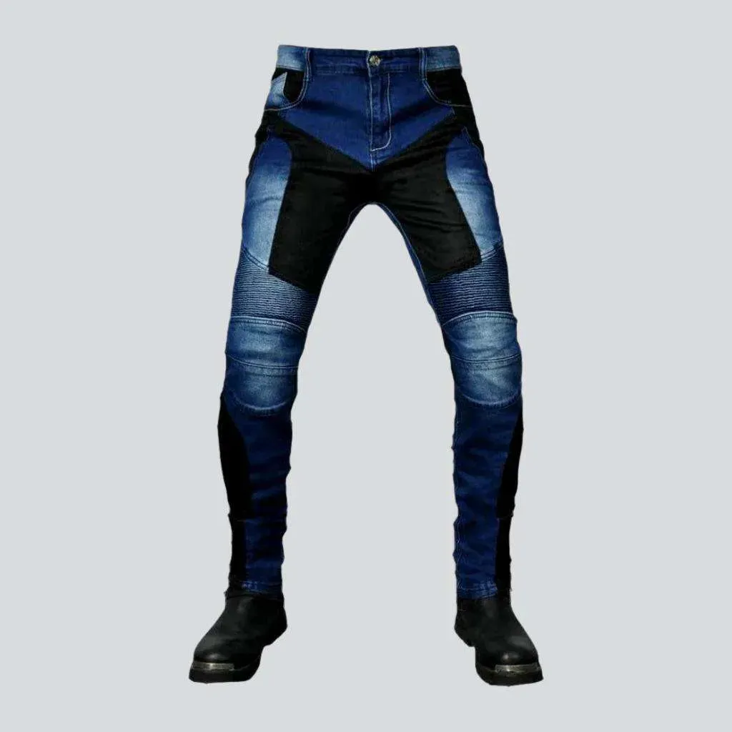 Color protective men's moto jeans