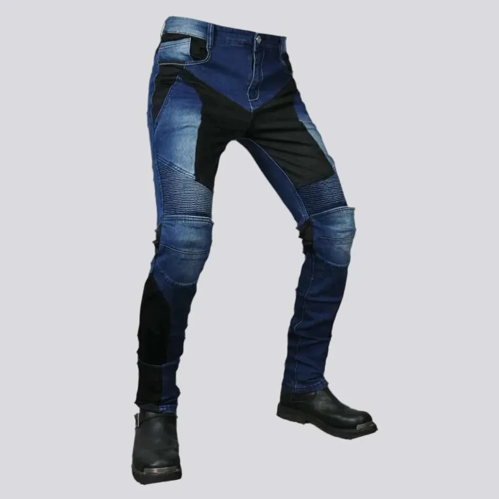 Color protective men's moto jeans