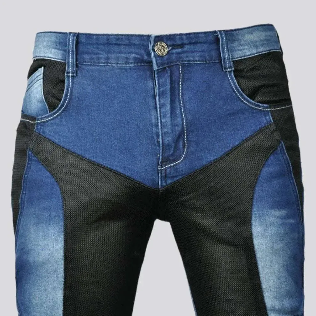 Color protective men's moto jeans