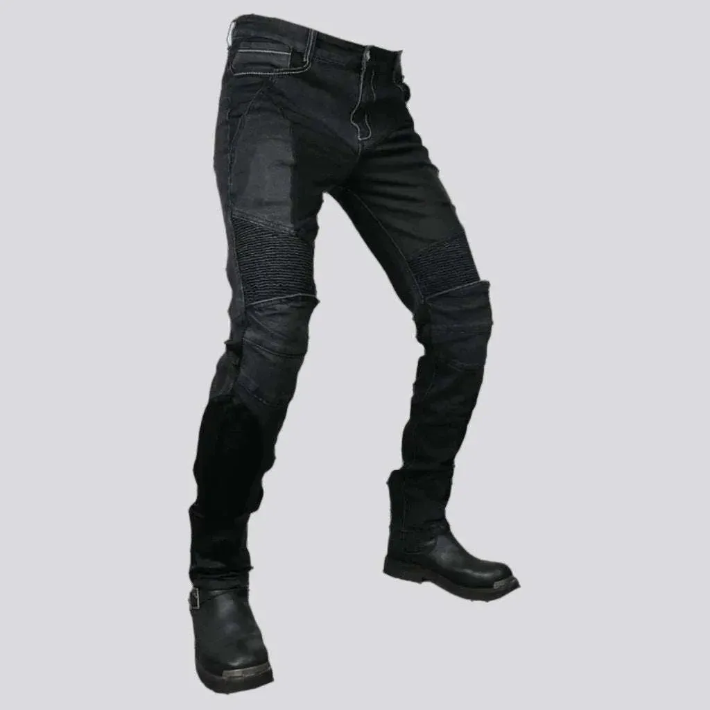 Color protective men's moto jeans