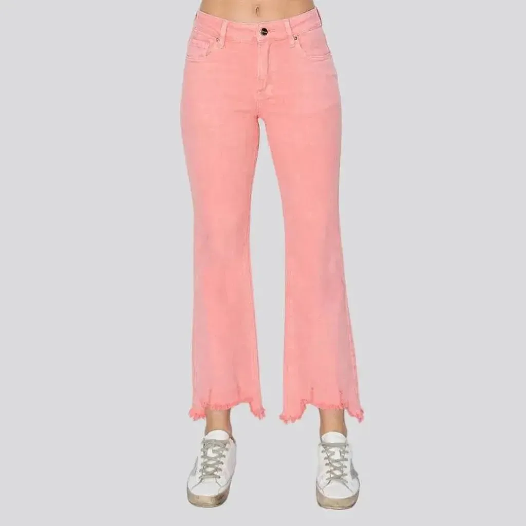 Color women's mid-waist jeans