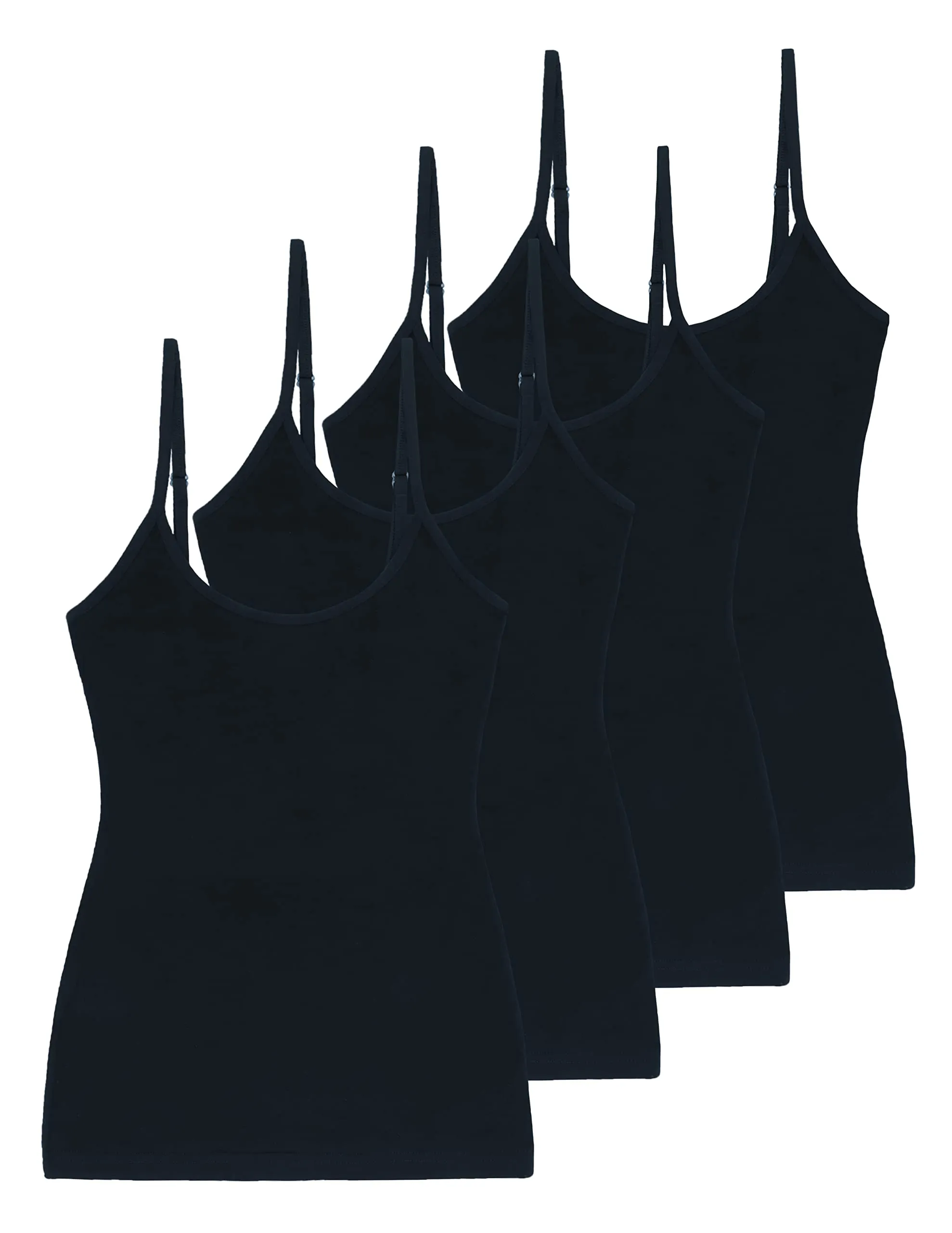 Comfneat Women's 4-Pack Slim-Fit Camisoles Cotton Adjustable Spaghetti Strap Top