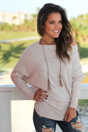 Cream Knit Off Shoulder Top