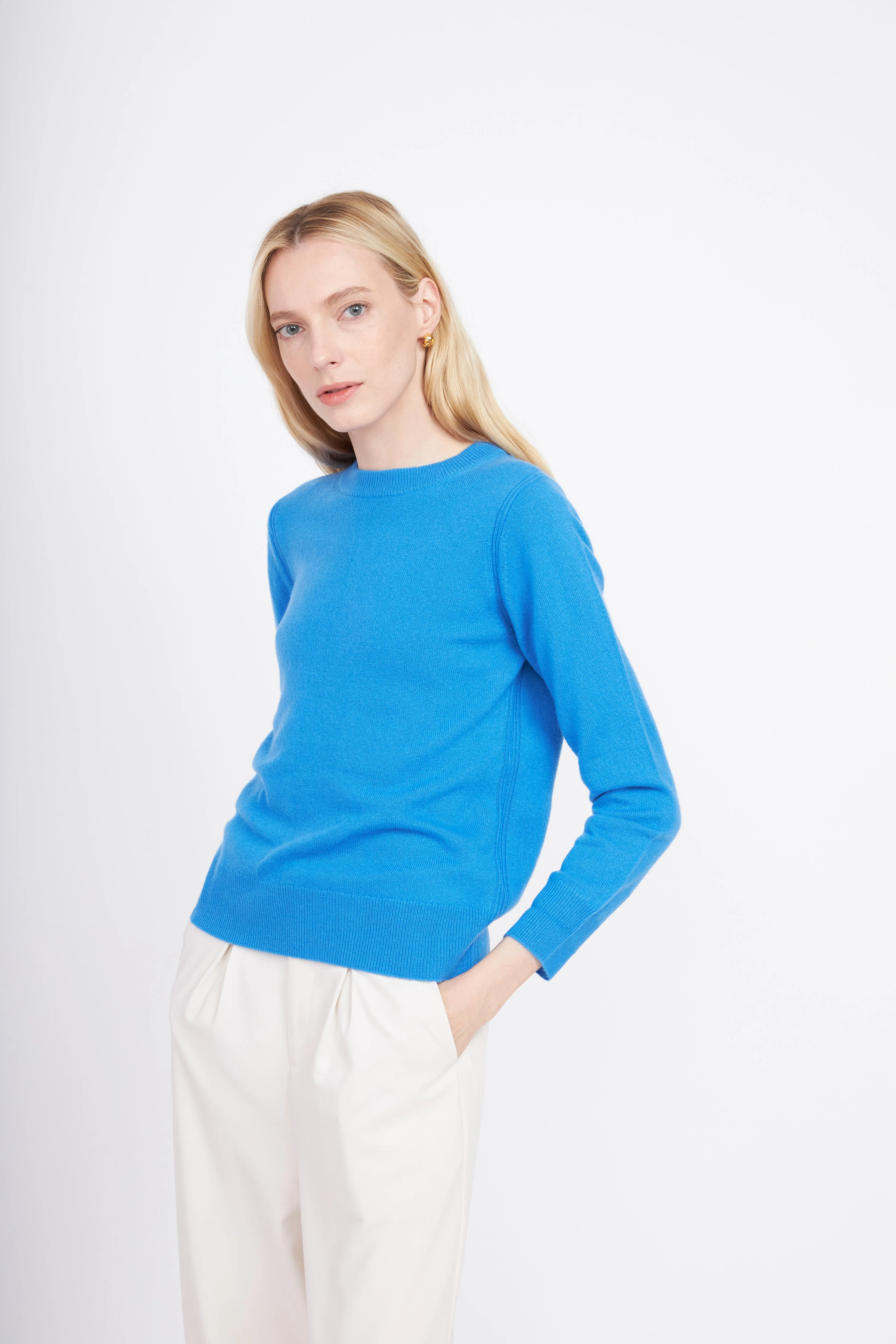 Crewneck Cashmere Sweater - Azure Blue