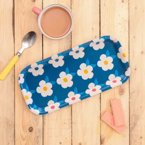 Cute Tray Retro Floral Midnight Navy Blue - Enamelhappy