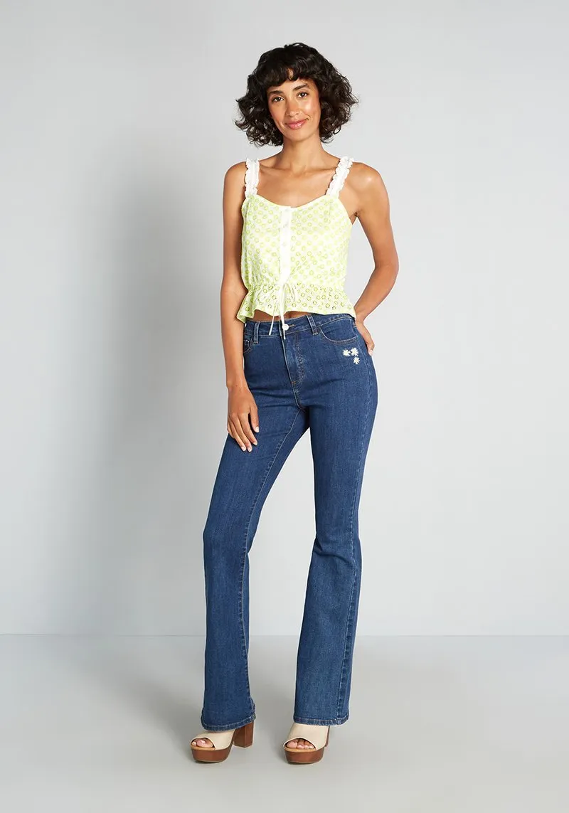 Daisies on Flared Jeans