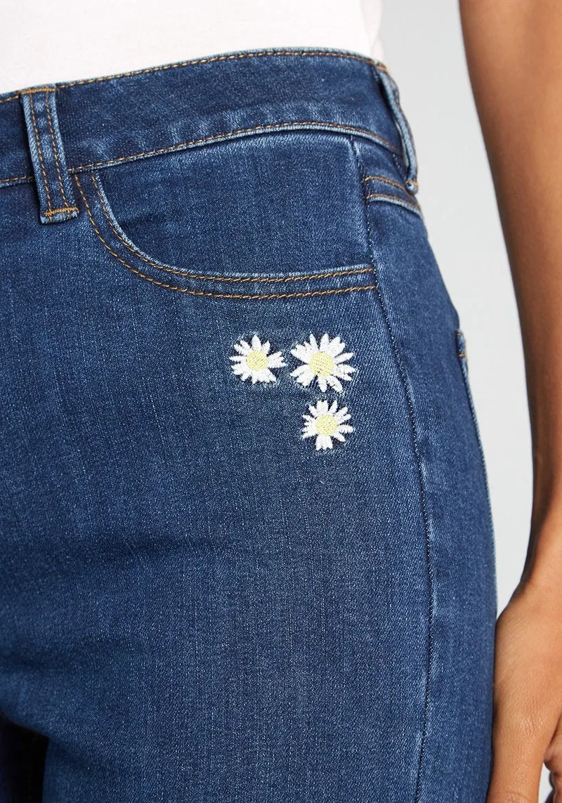 Daisies on Flared Jeans