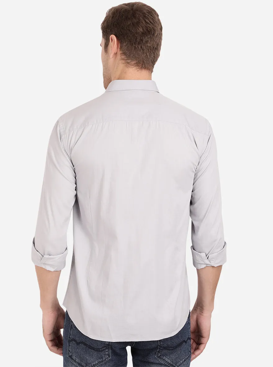 Dawn Grey Solid Slim Fit Casual Shirt | Greenfibre