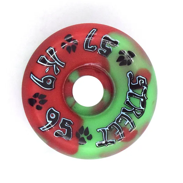 Dogtown K-9 80s Red / Green Swirl Wheels 57mm - 95a