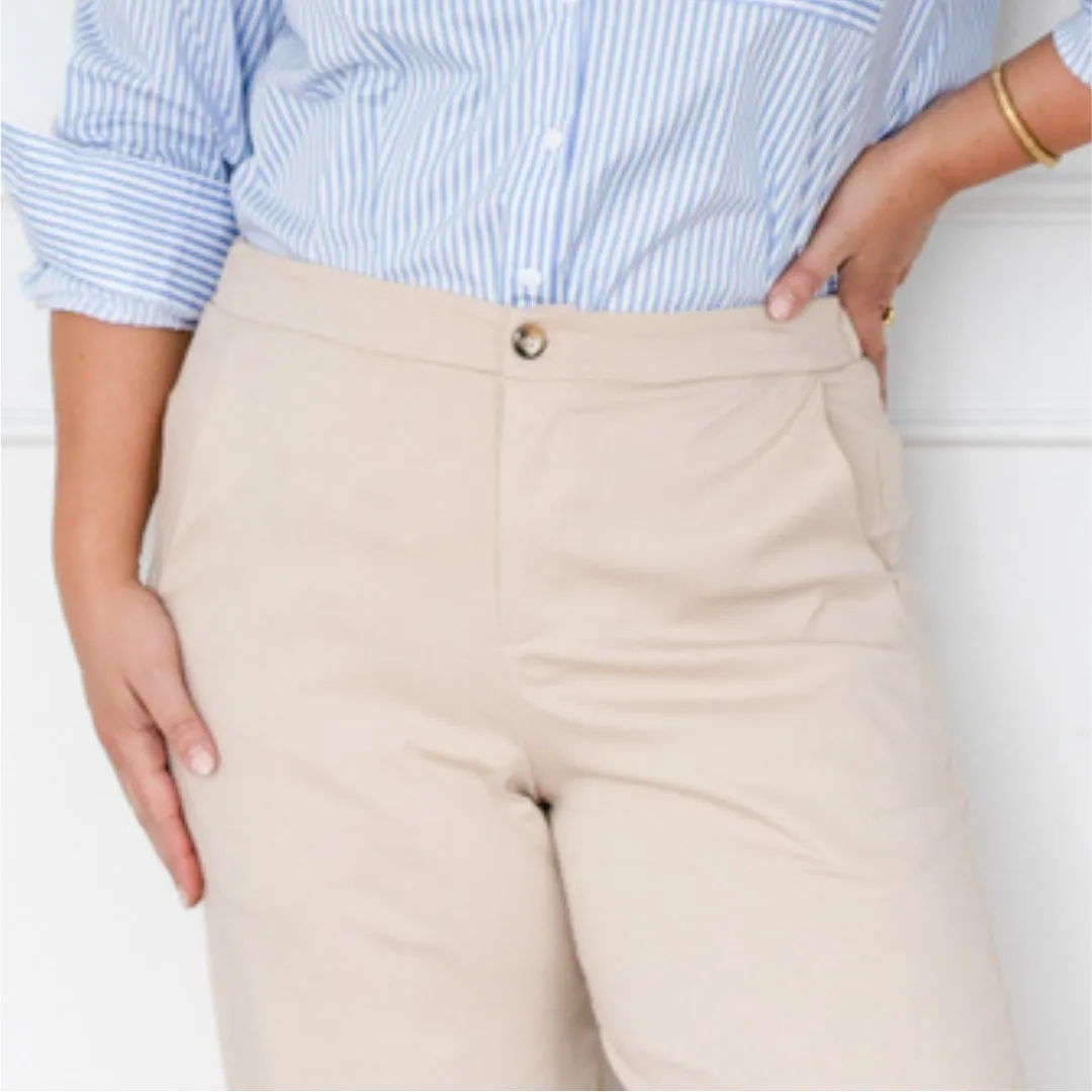 Emma stretch crop pant - beige