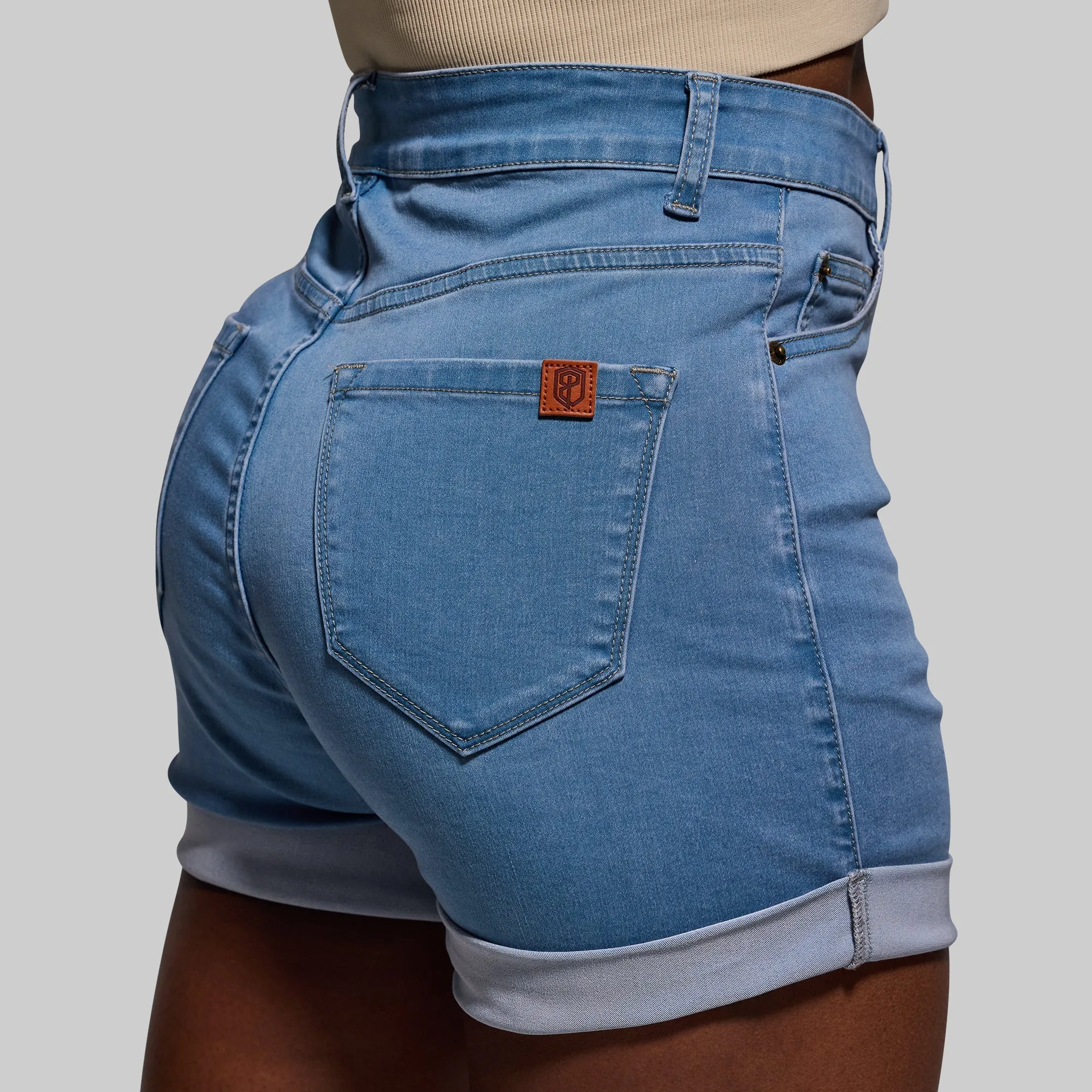 FLEX Stretchy Mom Jean Short (Light Wash)