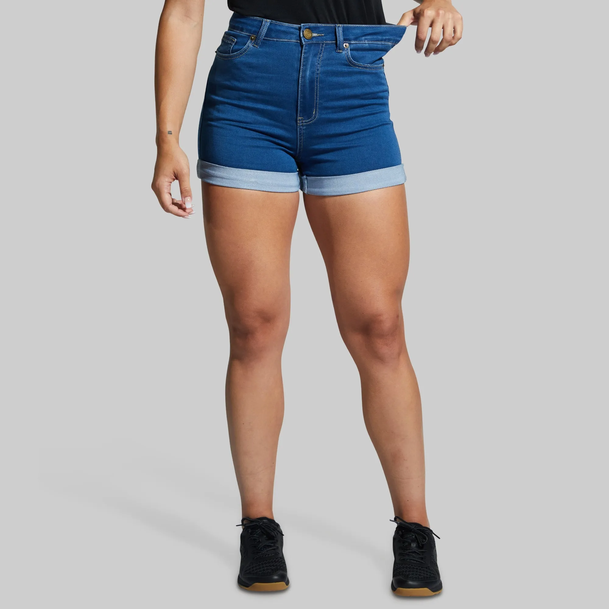 FLEX Stretchy Mom Jean Short (Mid Wash)