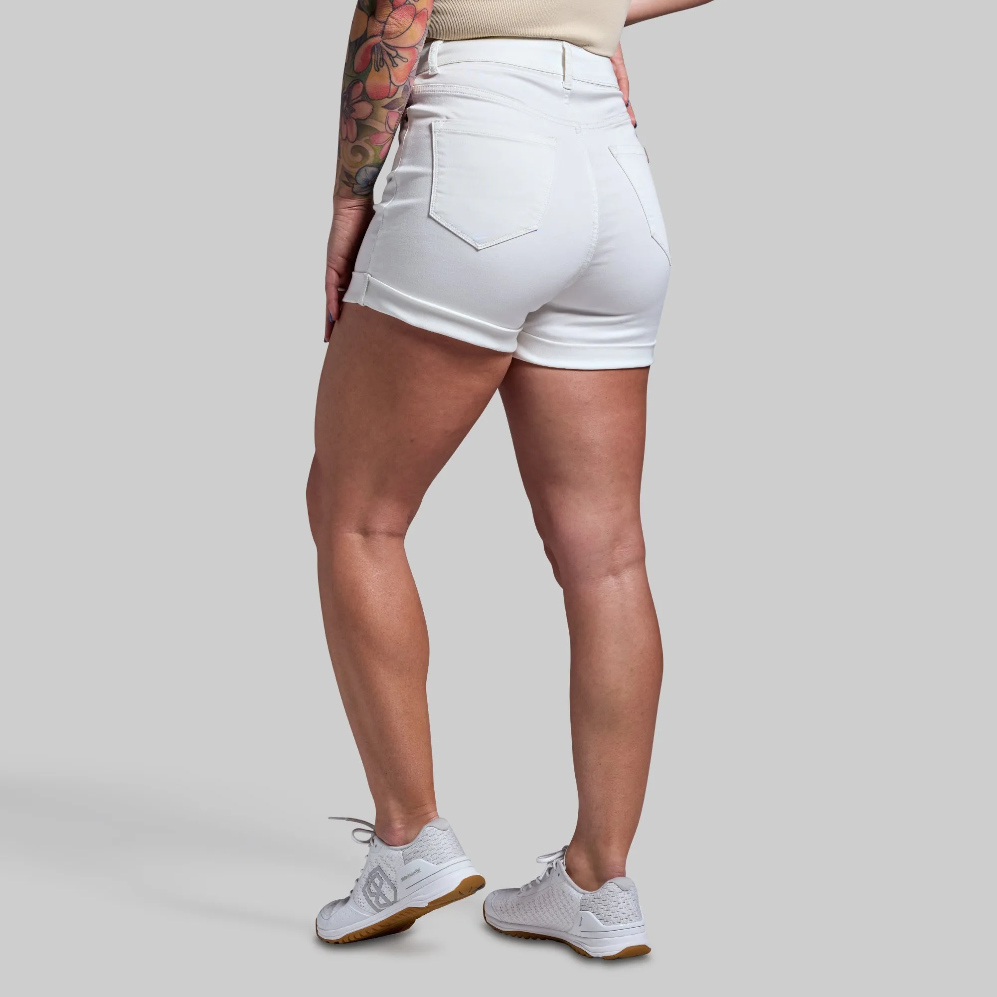 FLEX Stretchy Mom Jean Short (White)