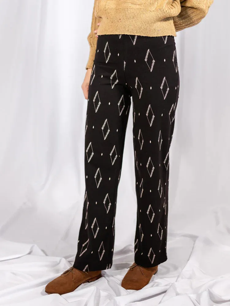 Fold Over Bootcut Pant in Black Diamond Vine