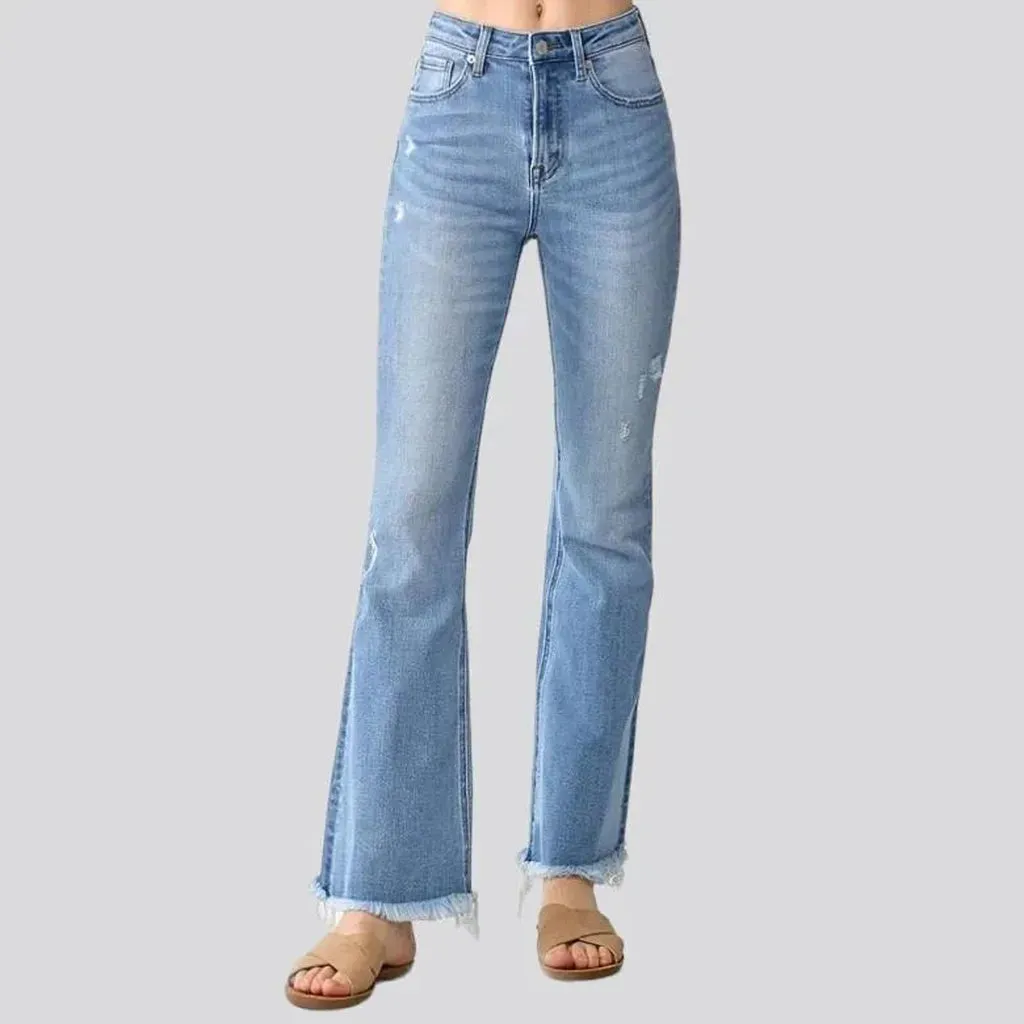 Frayed-hem bootcut jeans
 for women