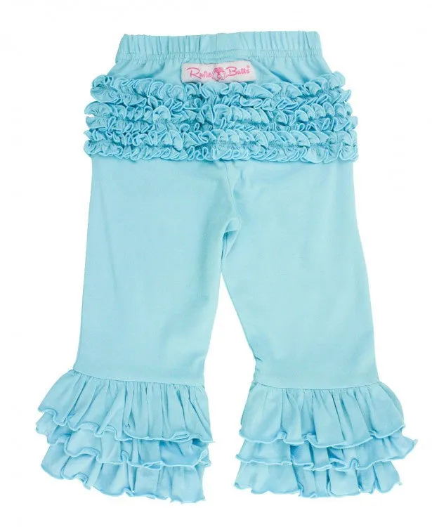 Girl's Sky Blue Everyday Slim Ruffle Pants