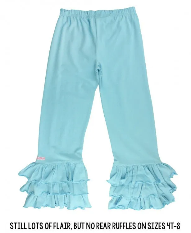 Girl's Sky Blue Everyday Slim Ruffle Pants