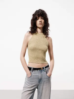 Halterneck Cotton Knit Top