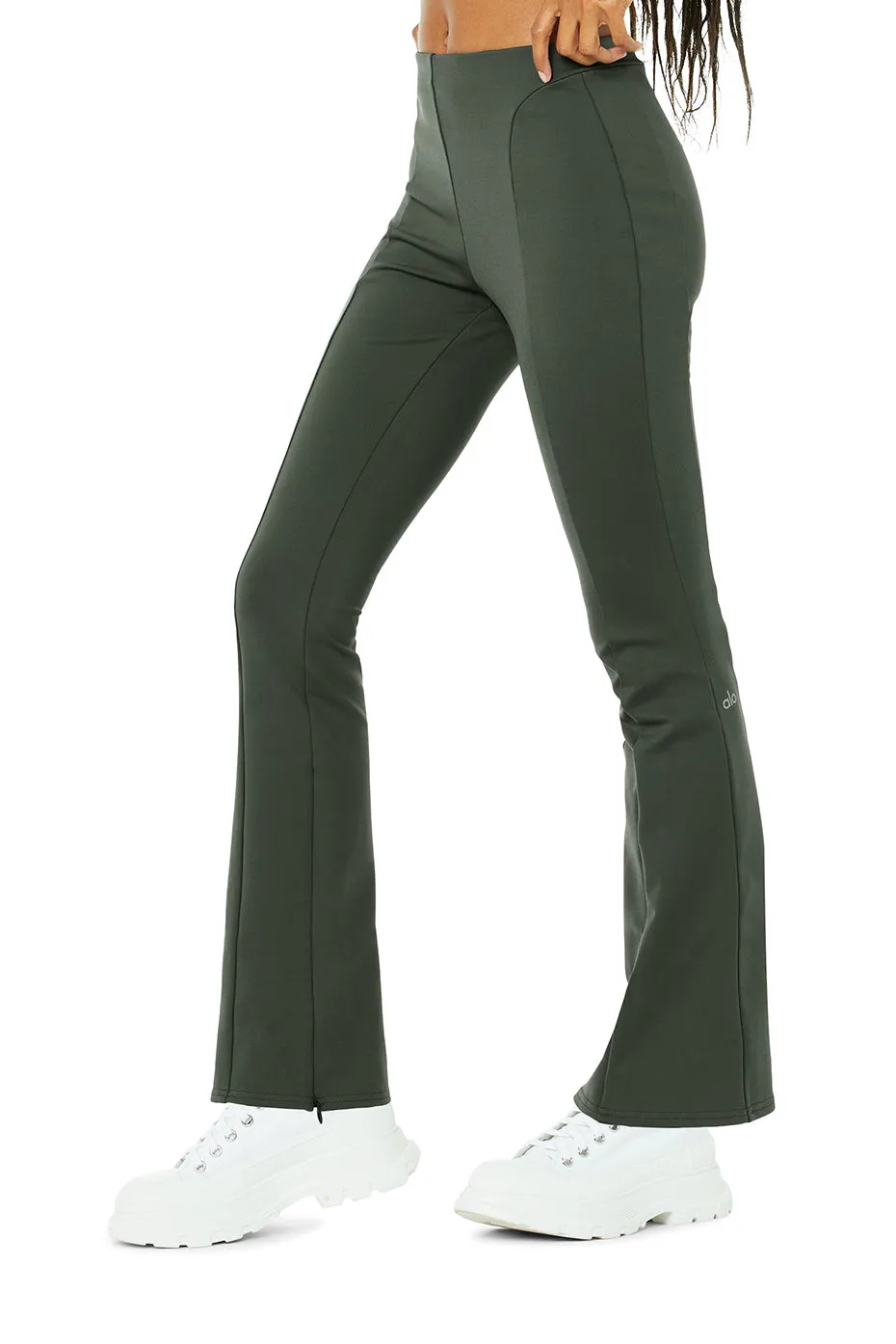 High-Waist 7/8 Zip It Flare Legging - Dark Cactus