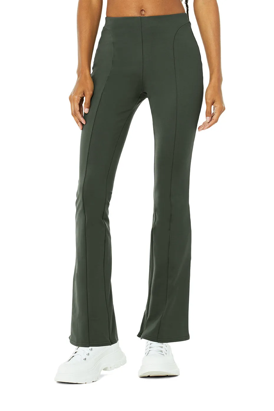 High-Waist 7/8 Zip It Flare Legging - Dark Cactus