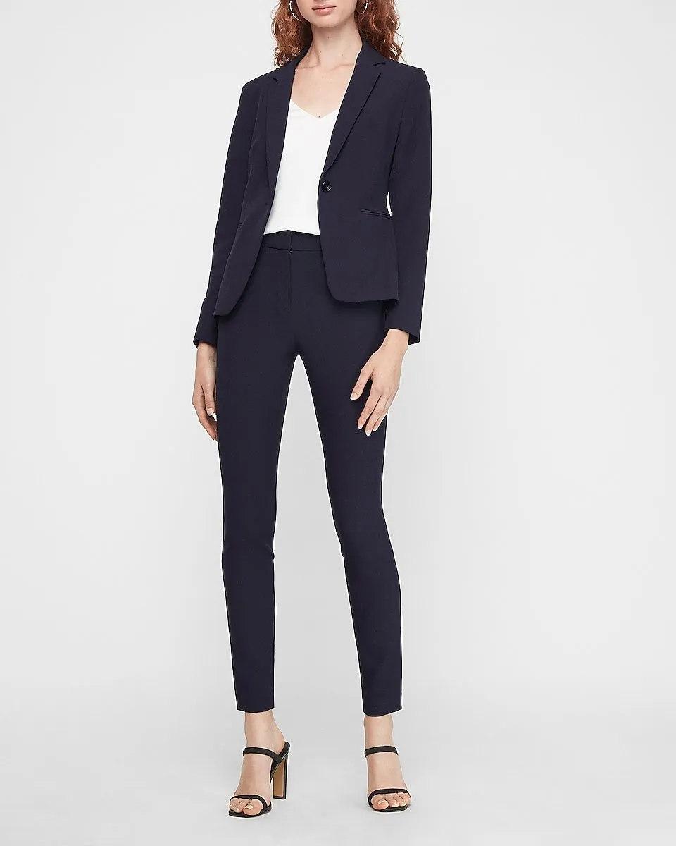 High Waisted Soft Twill Skinny Pant in Navy Blue