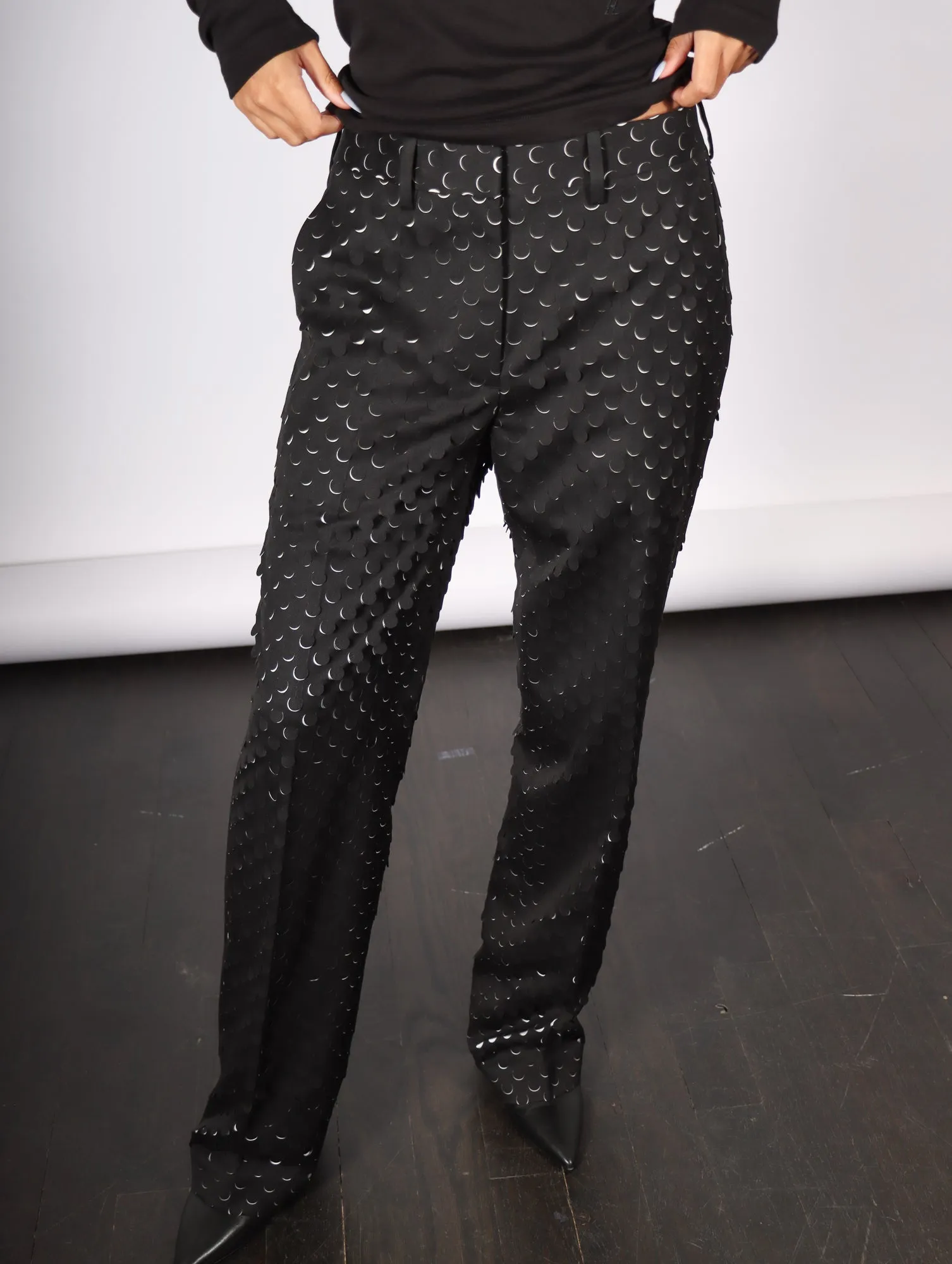 Hole Punched Car Trouser in Black by Helmut Lang