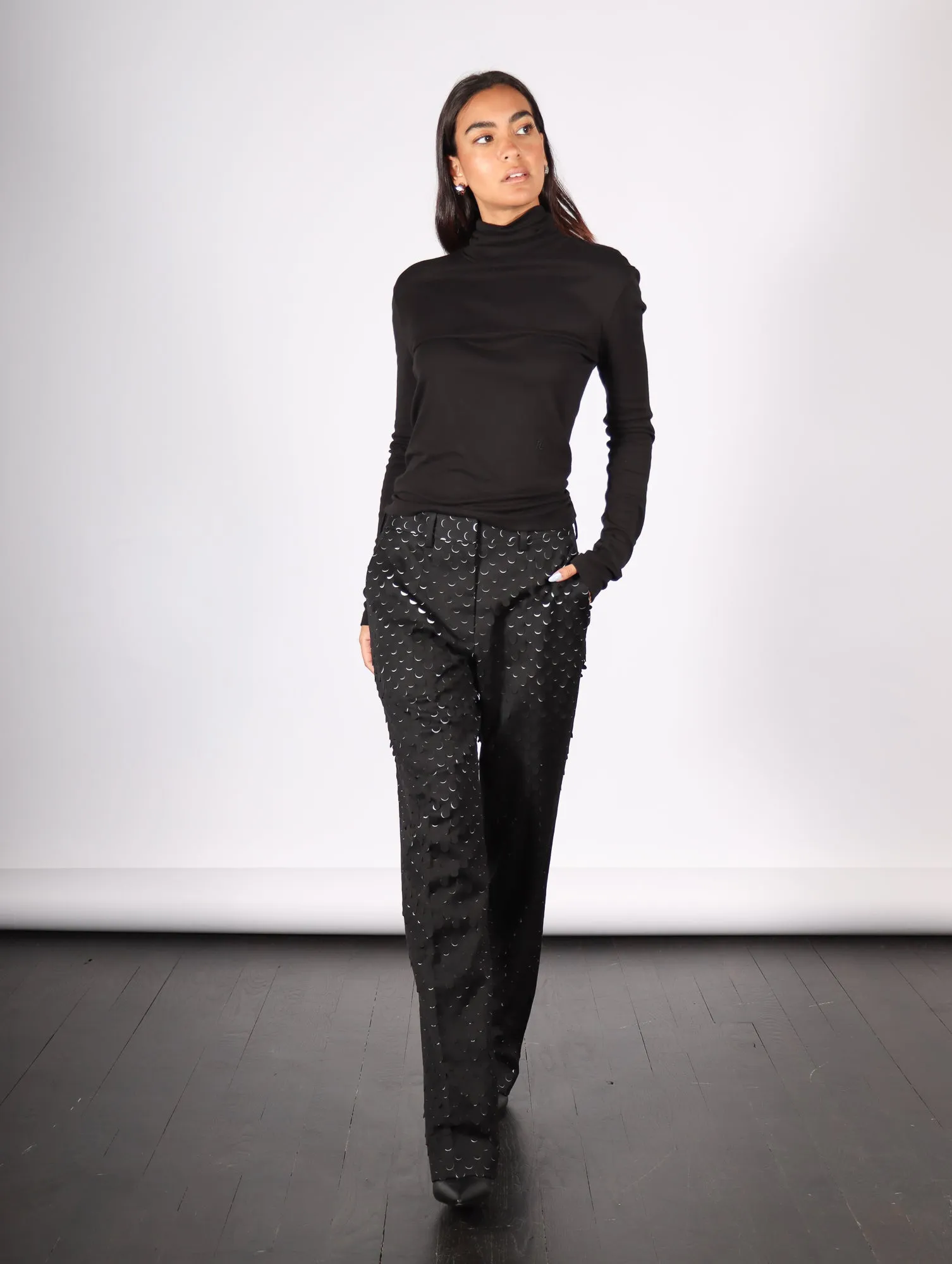 Hole Punched Car Trouser in Black by Helmut Lang