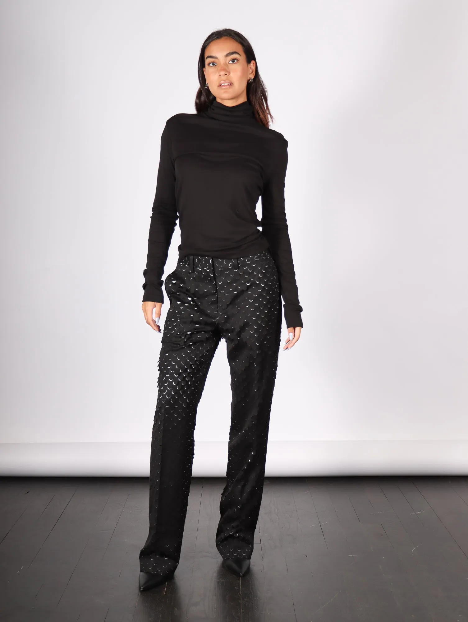 Hole Punched Car Trouser in Black by Helmut Lang