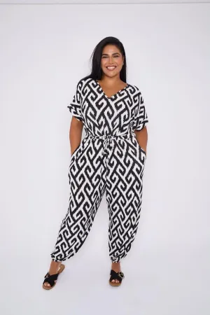 Jenna Jumpsuit in Aztec Black