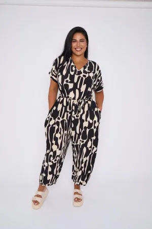 Jenna Jumpsuit in Graphic Black