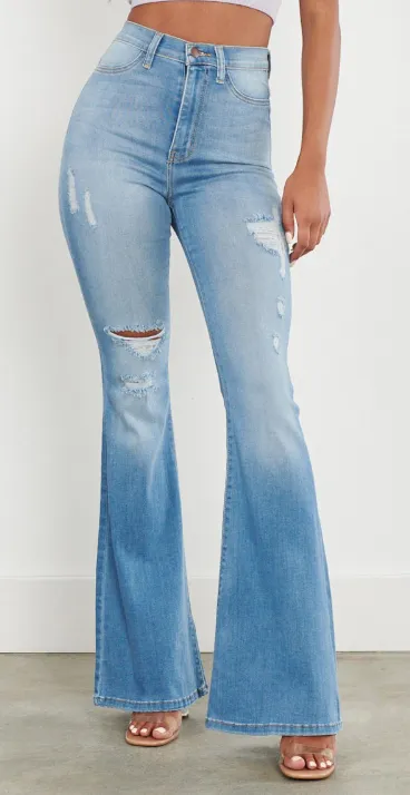 Lara Distressed Flare Jeans