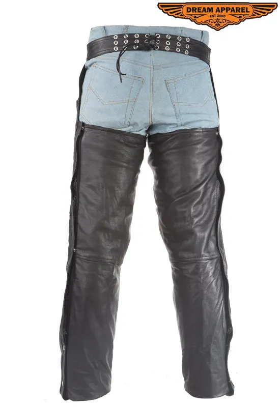 Leather Chaps With Gathered Fitting