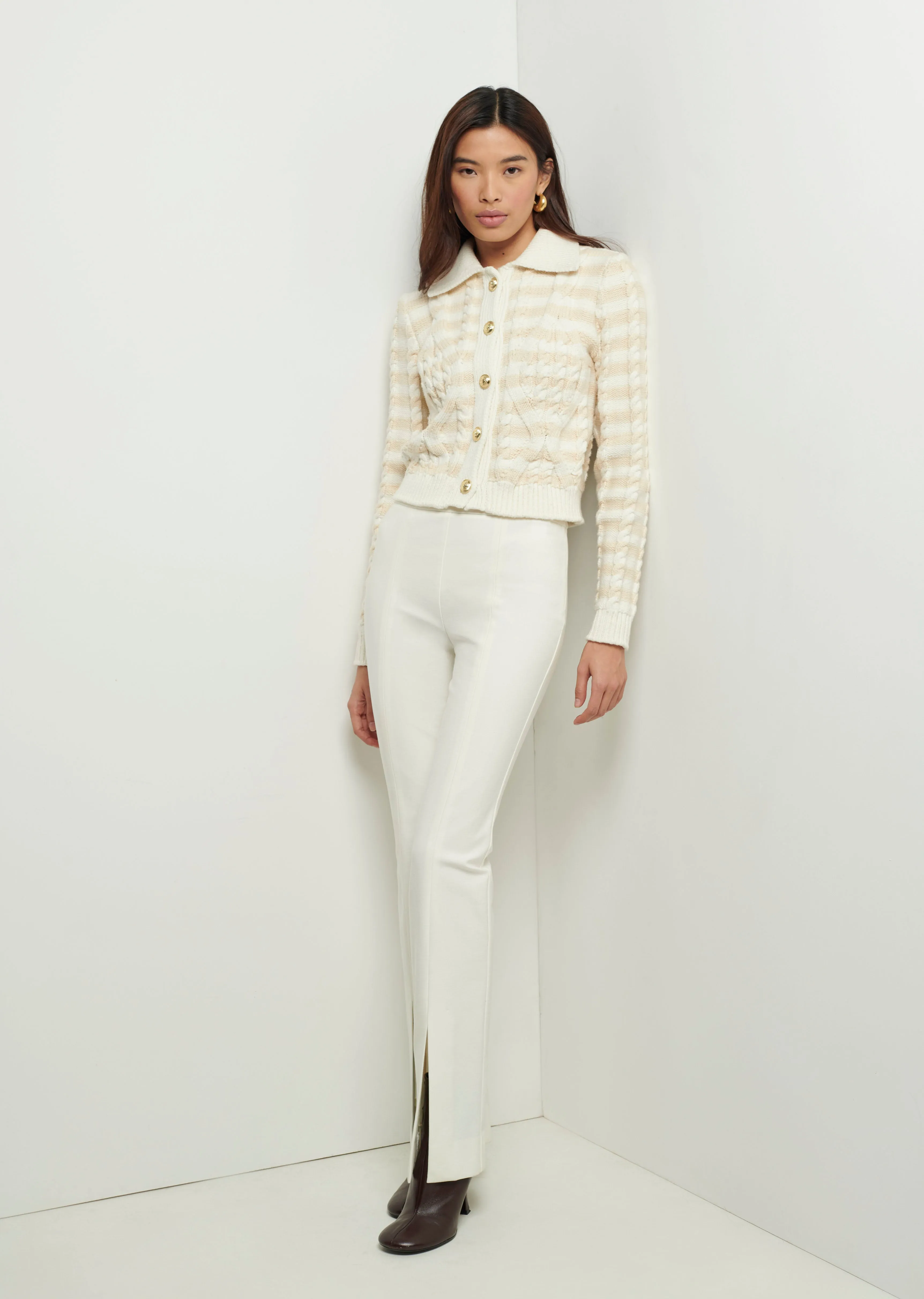 Lucia Front Slit Trousers - Soft White